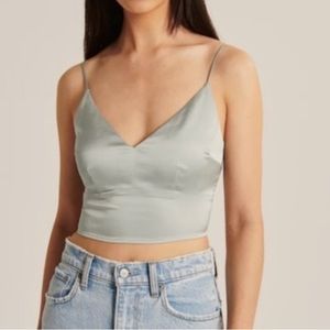 ✴️ NWT ABERCROMBIE & FITCH SMALL TANK SATIN CROP TOP GREEN SIZE SMALL